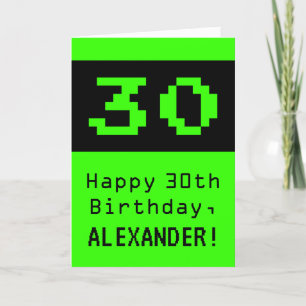 30. Geburtstag: Nerdy / Geeky Style "30" und Name Karte