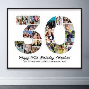 30. Geburtstag Nummer 30 Fotocollage Jahrestag Poster