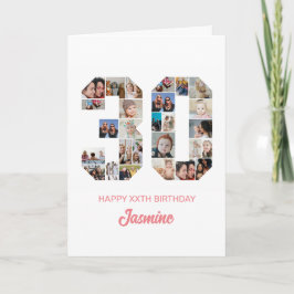 30. Geburtstag Nummer 30 FotoCollage Personalisier Karte