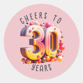 30. Geburtstag oder Jahrestag 3D Nummer Meilenstei Runder Aufkleber