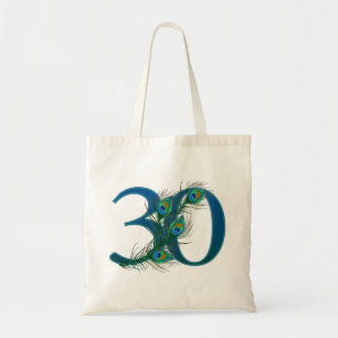 30. Geburtstag oder Jubiläum Pfauenfeder Tragetasche