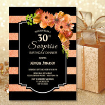 30. Geburtstag Orange Floral Überraschung Abendess