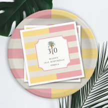 30. Geburtstag Palm Beach Pastell-Streifen Tropisc