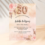 30. Geburtstag Pampas Gras Rose Gold Blume Einladungspostkarte<br><div class="desc">Eine Rose Gold,  rot rosa rustikalen Farbverlauf Hintergrund. Die Einrichtung ist mit Rose-Gold und rosa Blumen,  Rose,  Pampas-Gras dekoriert. Personalisieren und fügen Sie einen Namen und Party-Details hinzu. Nummer 30 wird mit einem Schriftart im Ballonstil geschrieben.</div>