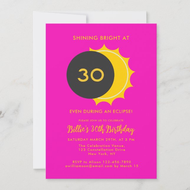30. Geburtstag | Partial Solar Eclipse 2025 Party Einladung (Vorderseite)