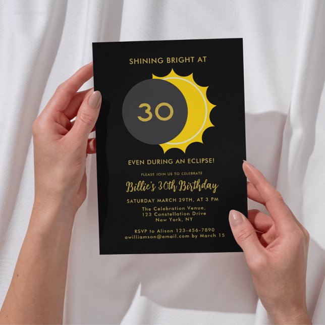 30. Geburtstag | Partial Solar Eclipse 2025 Party Einladung (Add details to personalize your event.)