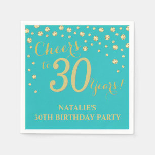 30. Geburtstag Party Aquamarin und Gold Diamond Na Serviette