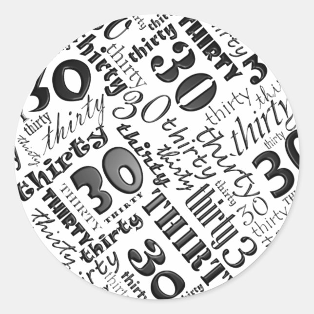 30. Geburtstag Party Aufkleber (Vorderseite)