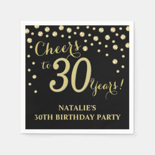 30. Geburtstag Party Black und Gold Diamond Napkin Serviette