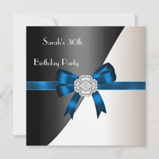 30. Geburtstag Party Blue White Black Diamond Einladung