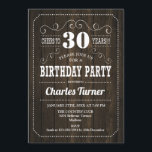 30. Geburtstag Party - Braunes Holzmuster Einladung<br><div class="desc">30. Geburtstag Party Einladung. Elegantes Design mit dunkelbraunem Holzmuster. Kann in jedem Alter angepasst werden!</div>