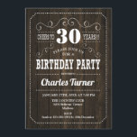 30. Geburtstag Party - Braunes Holzmuster Einladung<br><div class="desc">30. Geburtstag Party Einladung. Elegantes Design mit dunkelbraunem Holzmuster. Kann in jedem Alter angepasst werden!</div>