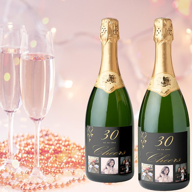 30. Geburtstag Party Custom Foto Schwarz Gold Beif (Von Creator hochgeladen)