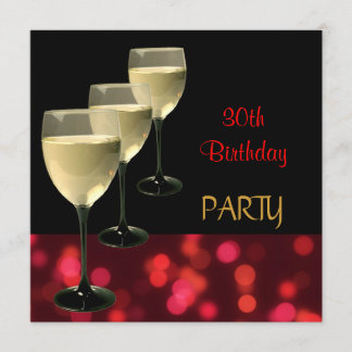 30. Geburtstag Party Drinks Brillen Schwarz Rot Einladung