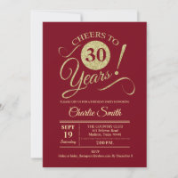30. Geburtstag Party - Dunkelrot