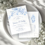 30. Geburtstag Party Dusty Blue Rose Floral Einladungspostkarte<br><div class="desc">Elegante blaue Rose florale 30. Geburtstag Rose florale Postkarte Einladung.</div>