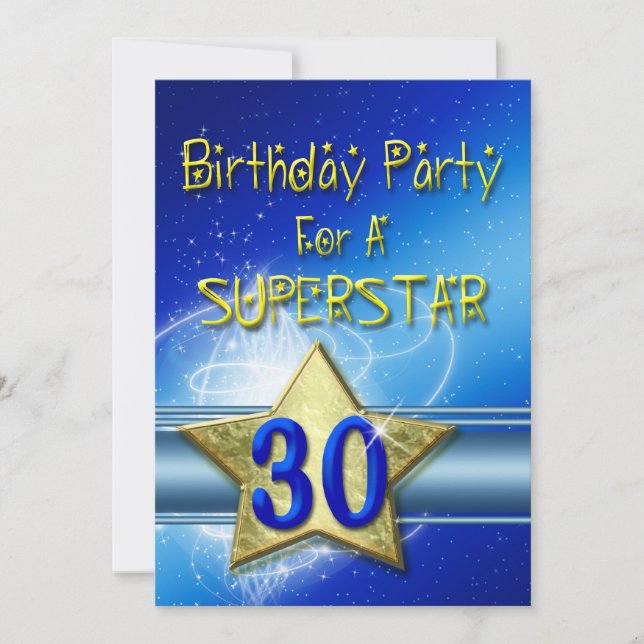 30. Geburtstag Party Einladung für einen Superstar (Vorderseite)