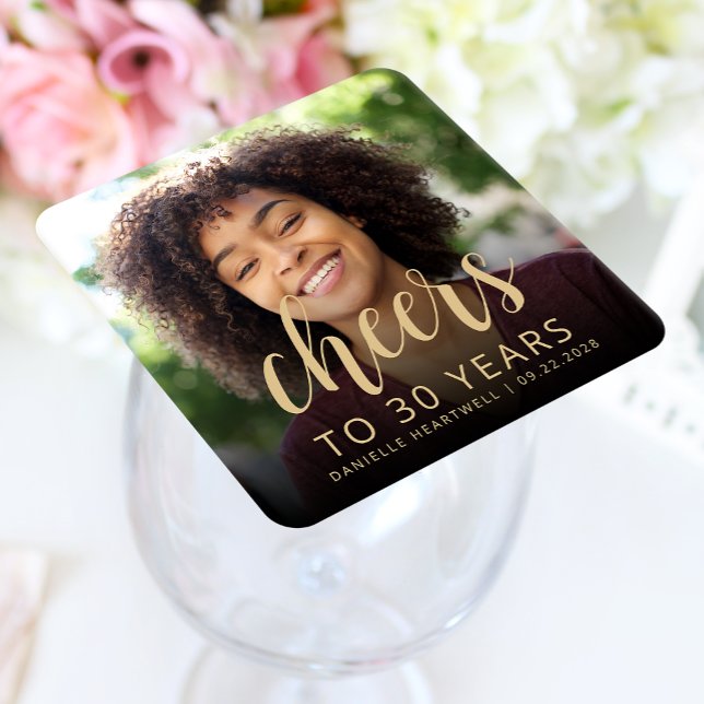 30. Geburtstag Party Foto Cheers Rechteckiger Pappuntersetzer (Von Creator hochgeladen)