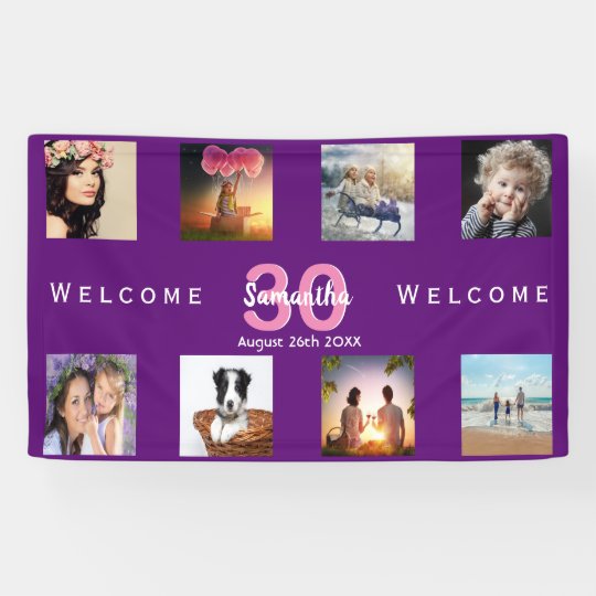 30 Geburtstag Party Foto Collage Lila Banner Zazzle At