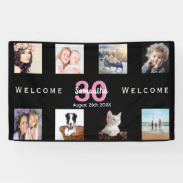 30. Geburtstag Party Foto Collage Mädchen schwarz Banner