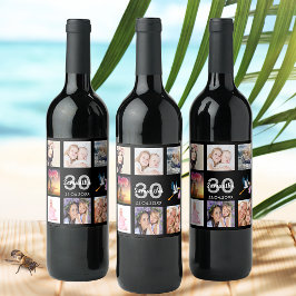 30. Geburtstag Party Foto Collage schwarz Weinetikett