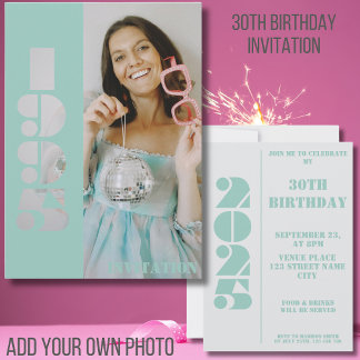 30. Geburtstag Party Foto geboren 1995 Einladung