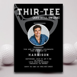 30. Geburtstag Party Foto Modernes Golf Black Einladung