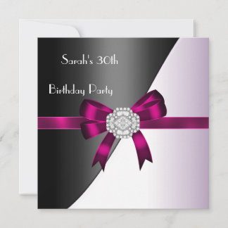 30. Geburtstag Party Fuschia White Black Diamond Einladung