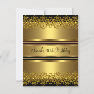 30. Geburtstag Party Gold auf Gold Lace Black Einladung