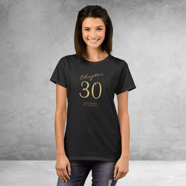 30. Geburtstag Party Gold Script Black T-Shirt (Von Creator hochgeladen)