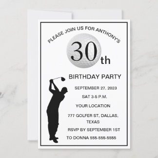 30. Geburtstag Party Golfer Black Par Vater Golf Einladung
