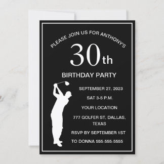 30. Geburtstag Party Golfer Black Par Vater Golf Einladung