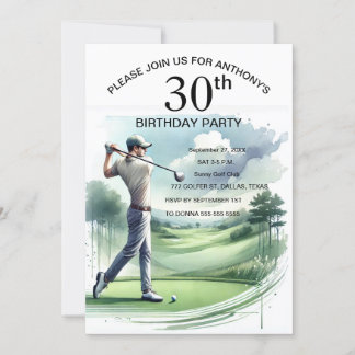 30. Geburtstag Party Golfer Erwachsene Par Sports  Einladung