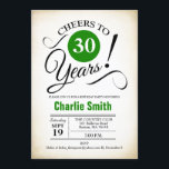 30. Geburtstag Party - Grün Schwarz-weiß Einladung<br><div class="desc">30. Geburtstagsfeier Party Einladung in Grün Weiß Schwarz mit Retro-cremigem Hintergrund. Feiert bis 30 Jahre! Kann in jedes Jahr personalisiert werden. Bitte schreiben Sie mir,  wenn Sie weitere Anpassungen benötigen.</div>