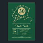 30. Geburtstag Party - Grünes Gold Einladung<br><div class="desc">30. Geburtstagsfeier Party Einladung in dunklem smaragdgrünen Wald mit Imitaten Glitzer goldenes Muster. Enthält einen trendigen Typografy Script-Schriftart. Einfaches modernes Design,  ideal für ein elegantes Party. Feiert bis 30 Jahre! Kann in jedem Alter personalisiert werden! Bitte schreiben Sie mir,  wenn Sie weitere Anpassungen benötigen.</div>