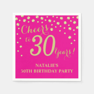 30. Geburtstag Party Hot Pink und Gold Diamond Serviette