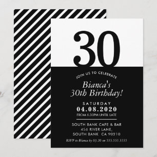 30. GEBURTSTAG PARTY INVITE moderne minimalschwarz Einladung