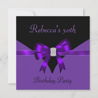 30. Geburtstag Party Jewel Bow Black Lila Einladung