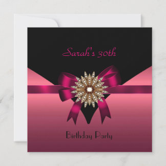 30. Geburtstag Party Jewel Bow Black Pink Einladung