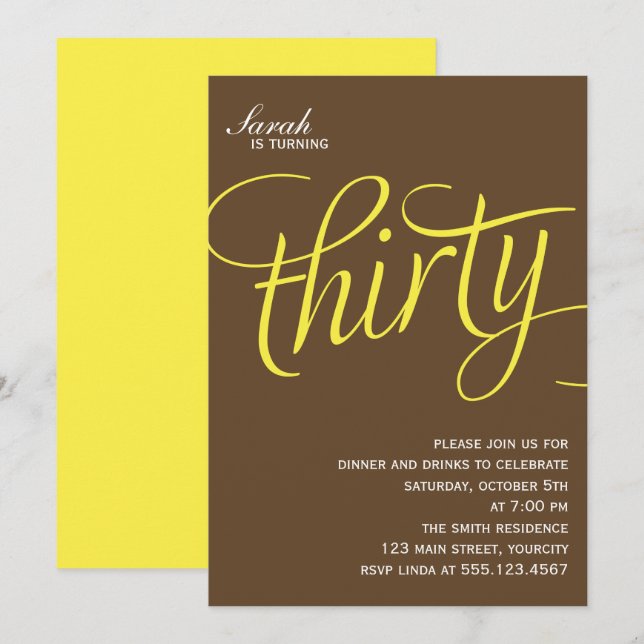 30. Geburtstag Party lädt ein Einladung (Vorne/Hinten)