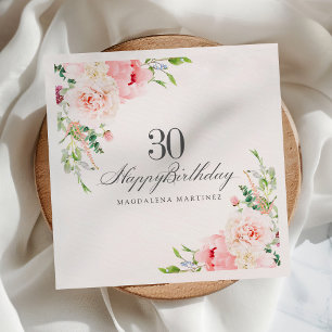 30. Geburtstag Party liefert rosa Blumenmuster Serviette