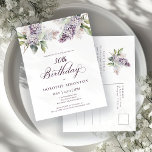 30. Geburtstag Party Lila Spring Lilac Blume Einladungspostkarte<br><div class="desc">Weiche Wasserfarben lila Lilaks schaffen eine hübsche Frühjahrseinladung zum 30. Geburtstag. Die Kalligraphie fügt eine elegante Ästhetik hinzu. Es ist Teil der Lila Spring Lilac Blume Kollektion. Es lasse Ihnen, ein Thema zu wählen und dann einfach eine einzigartige Einladungspauschale, Begrüßungsschilder und Party Dekoration zu erstellen. Party-Planung macht Spaß und Spaß....</div>