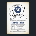 30. Geburtstag Party - Navy Blue Schwarz-weiß Einladung<br><div class="desc">30. Geburtstag Party Einladung in Navy Blue White Black mit Retro cremig Hintergrund. Feiert bis 30 Jahre! Kann in jedes Jahr personalisiert werden. Bitte schreiben Sie mir,  wenn Sie weitere Anpassungen benötigen.</div>