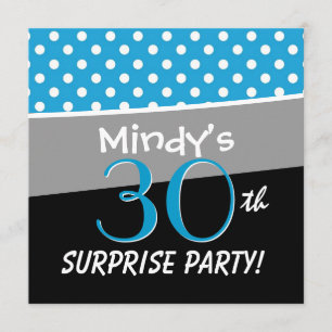 30. Geburtstag Party Polka Dot Pattern für sie Einladung