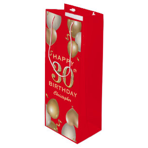 30. Geburtstag Party Rot und Gold Ballons Geschenktüte Für Weinflaschen