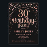 30. Geburtstag Party - Schwarz & Rose Gold Einladung<br><div class="desc">30. Geburtstag Party Einladung. Elegantes Design in Schwarz und Imitat Glitzer Rose Gold. Features stilvolle Skript-Schriftart und Konfetti. Nachricht,  wenn du ein Alter brauchst.</div>