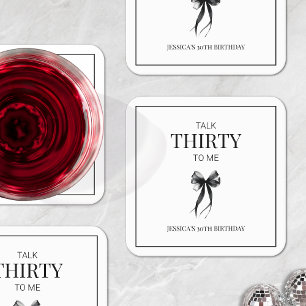 30. Geburtstag Party Schwarz-weiß mit mir reden Rechteckiger Pappuntersetzer