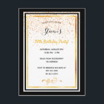 30. Geburtstag Party Schwarz-weiße Goldeinladung Postkarte<br><div class="desc">Eine elegante Geburtstagsfeier für einen 30. Geburtstag für Damen und Herren. Vorlagen für Ihre Informationen. Schwarze und Imitate goldene Rahmen und goldene Konfetti regnen. Eleganter weißer Hintergrund,  schwarze und goldene Buchstaben. Der Name ist mit einem modernen handgeschriebenen Stilskript geschrieben. Zurück: weißer Hintergrund,  Konfetti und schwarz,  weiß,  goldene Rahmen.</div>