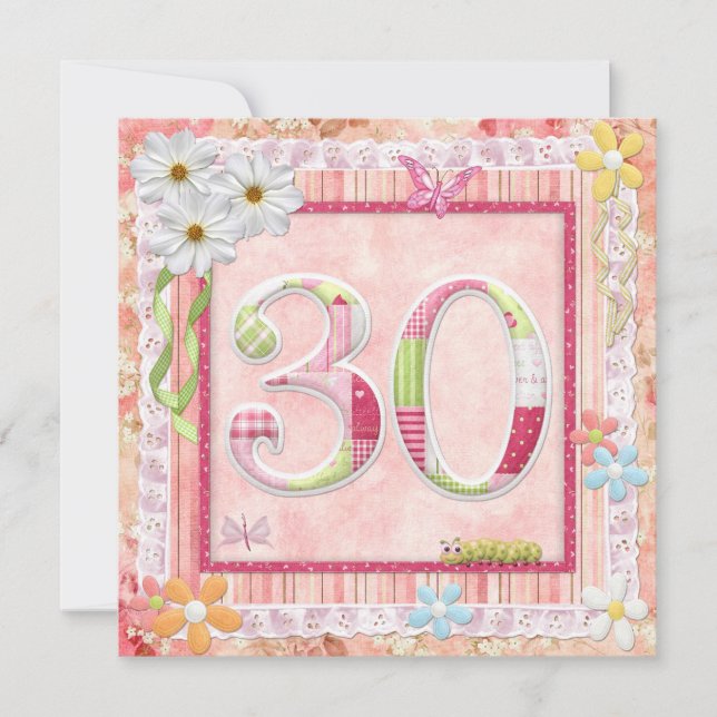 30. Geburtstag Party Scrapbooking Stil Einladung (Vorderseite)