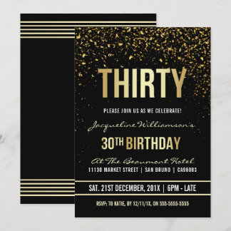 30. Geburtstag Party | Shimmering Gold Confetti Einladung